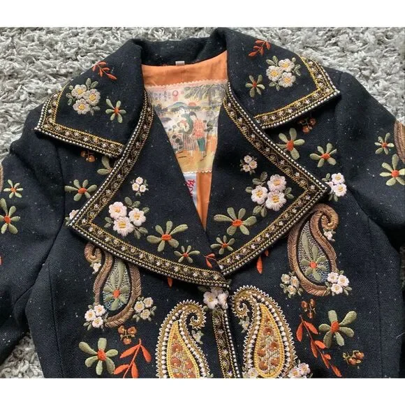 NEW Johnny Was Biya embroidered Paisley LONG JACKET COAT sz M - Picture 7 of 13